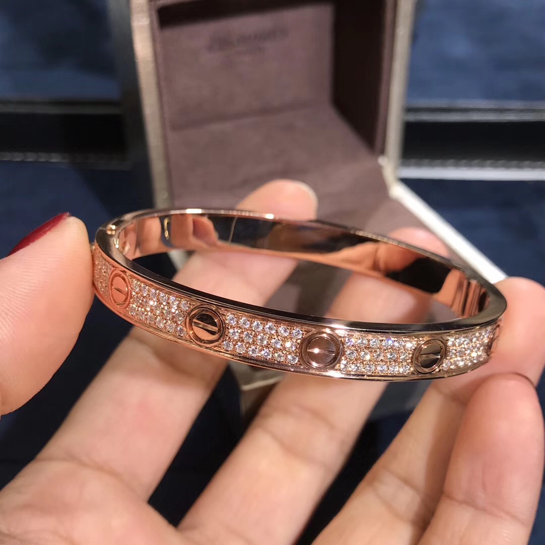 Cartier Rose Gold and Diamond-Paved LOVE Bracelet