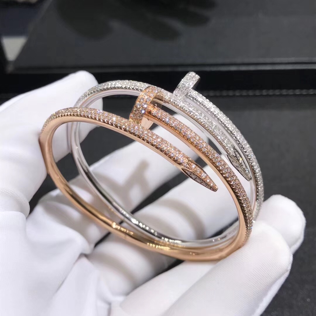 Cartier Juste Un Clou Bracelet 18K White Gold Full Diamond Bangle N6707317