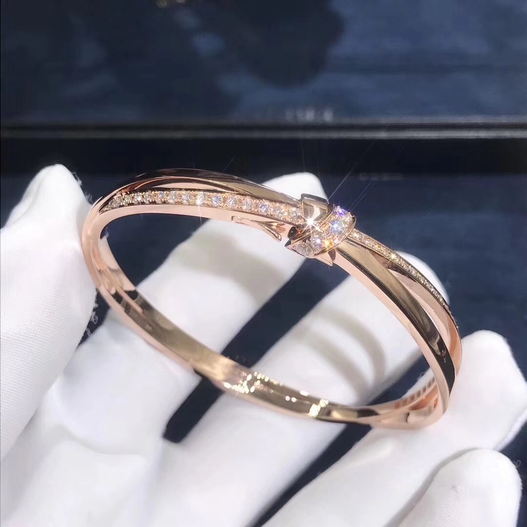 Chaumet Liens Bracelet 18K Rose Gold With Diamond Bangle 083229