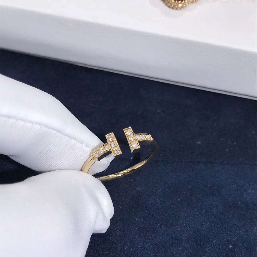 Tiffany T Ring T Two 18k Yellow Gold With Diamonds