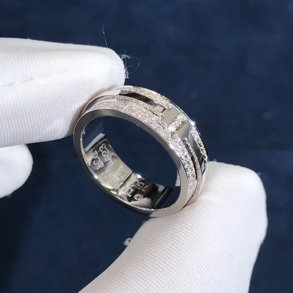 Tiffany T Ring T Two 18k White Gold With Diamonds