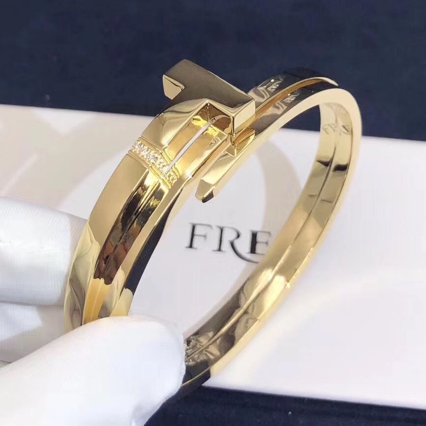 Tiffany T Bracelet T Twine 18k Yellow Gold With Diamonds Bangle