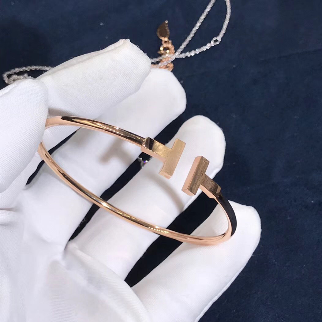 Tiffany T Bracelet T Two 18k Rose Gold No Diamonds Wide Bange