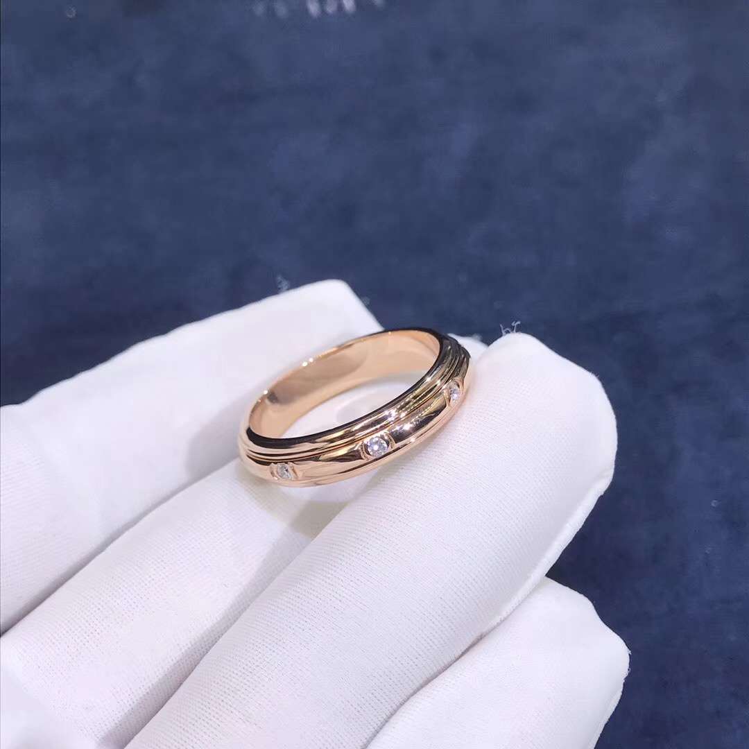 Piaget Possession Ring 18K Rose Gold Three Circle With Diamonds  G34P7C00