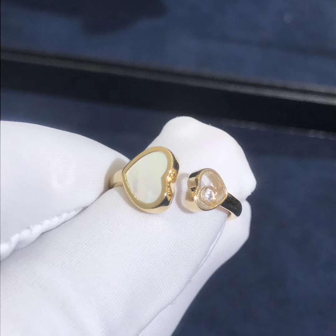 Chopard Happy Diamands Happy Heart Ring 18K Yellow Gold Mother of Pearl With Diamonds 829482-5300