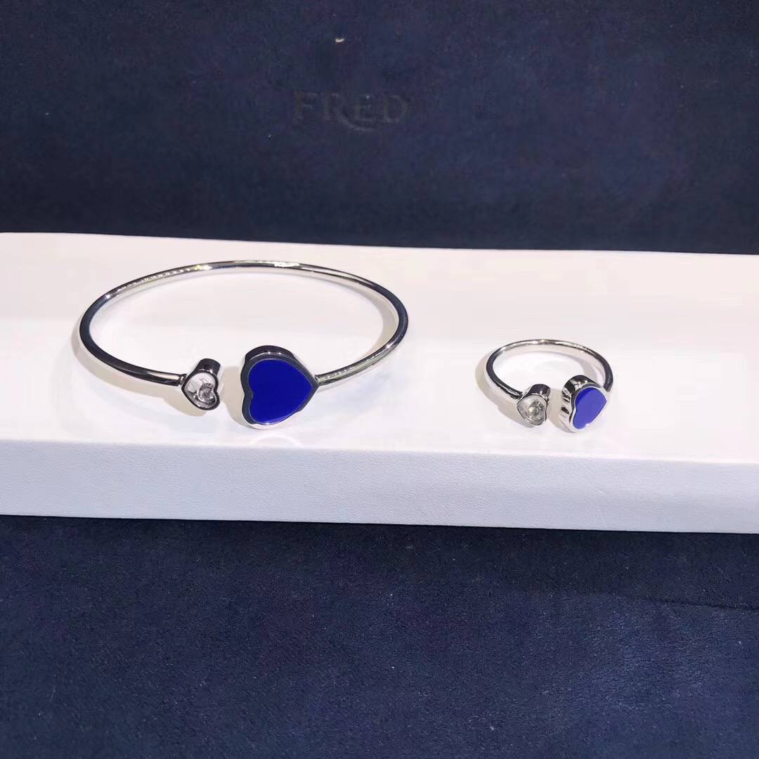 Chopard Happy Diamands Happy Heart Bracelet 18K White Gold Blue Gems With Diamonds 857482-1500