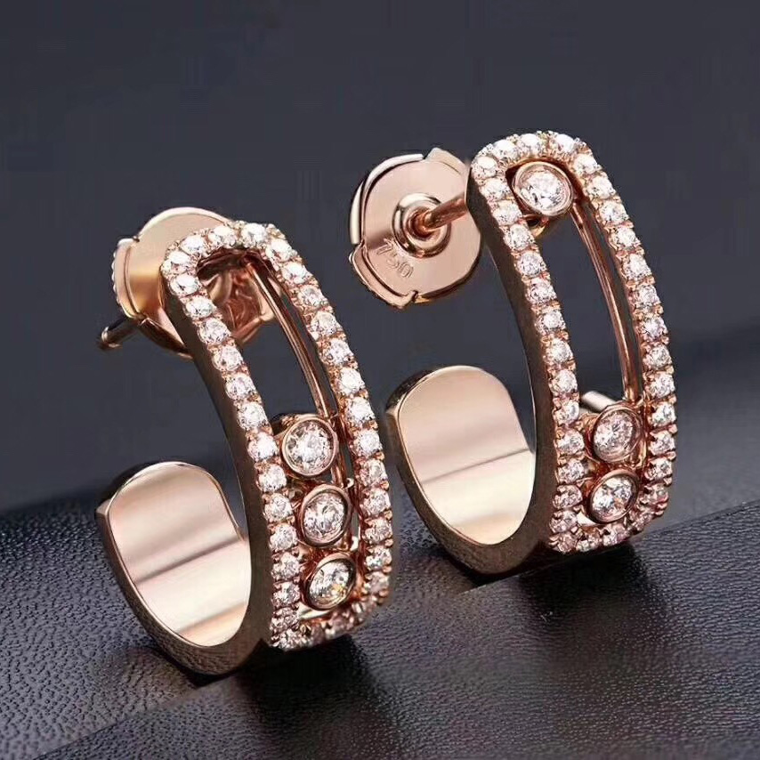 Messika Move Earring 18K Rose Gold Full Diamonds