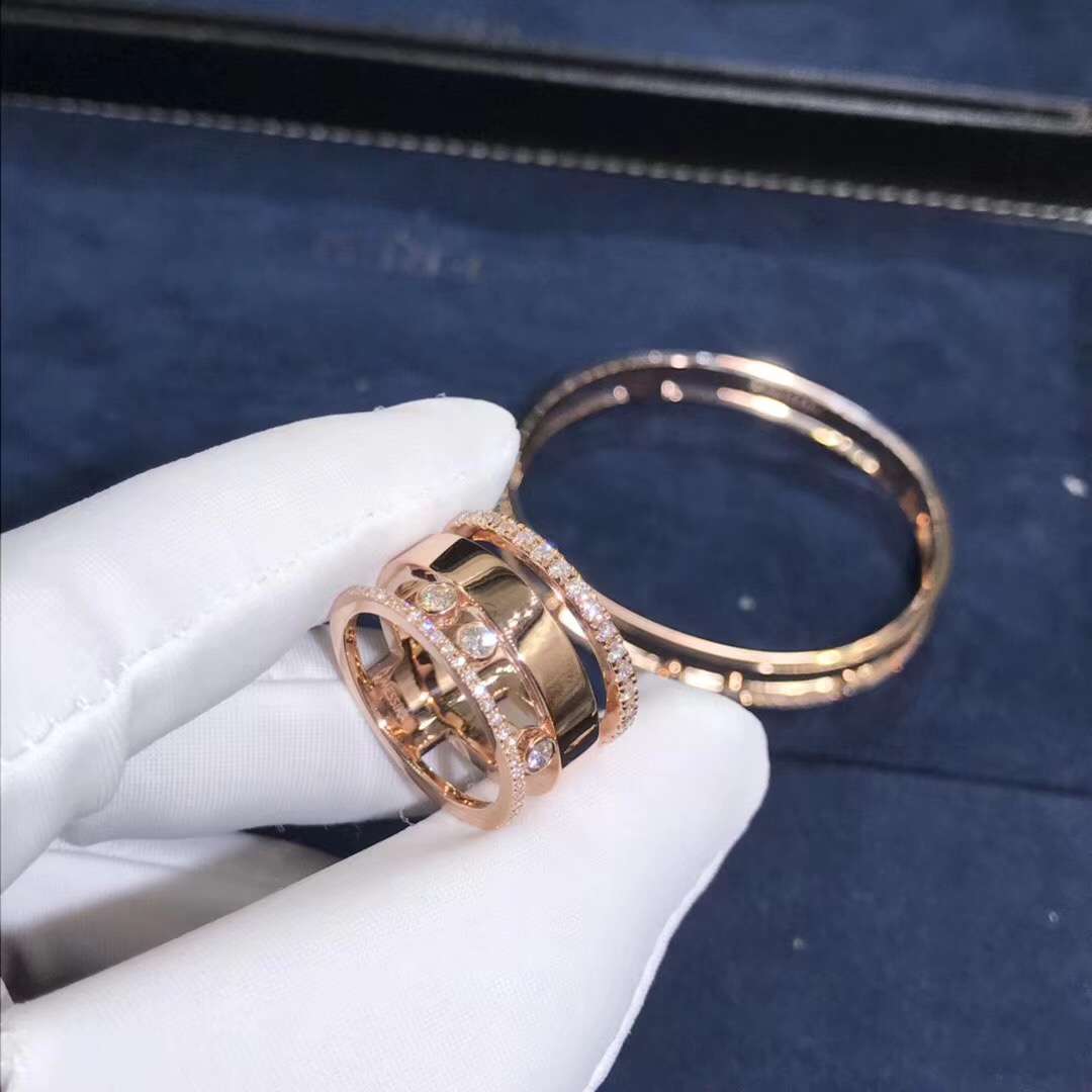 Messika Move Ring 18K Rose Gold With Diamonds 3 Dimonds Can Move