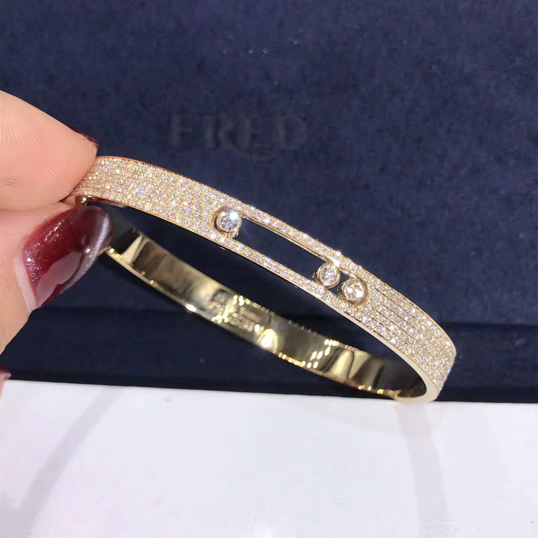 Messika Move Bracelet 18K Yellow Gold Full Diamonds 3 Dimonds Can Move