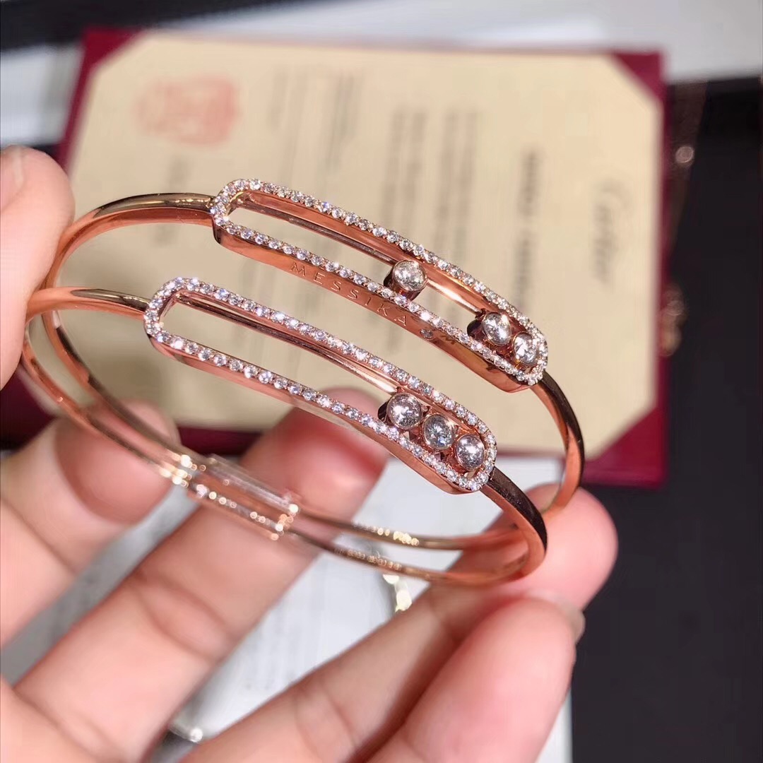 Messika Move Bracelet 18K Rose Gold With Diamonds 3 Dimonds Moveable