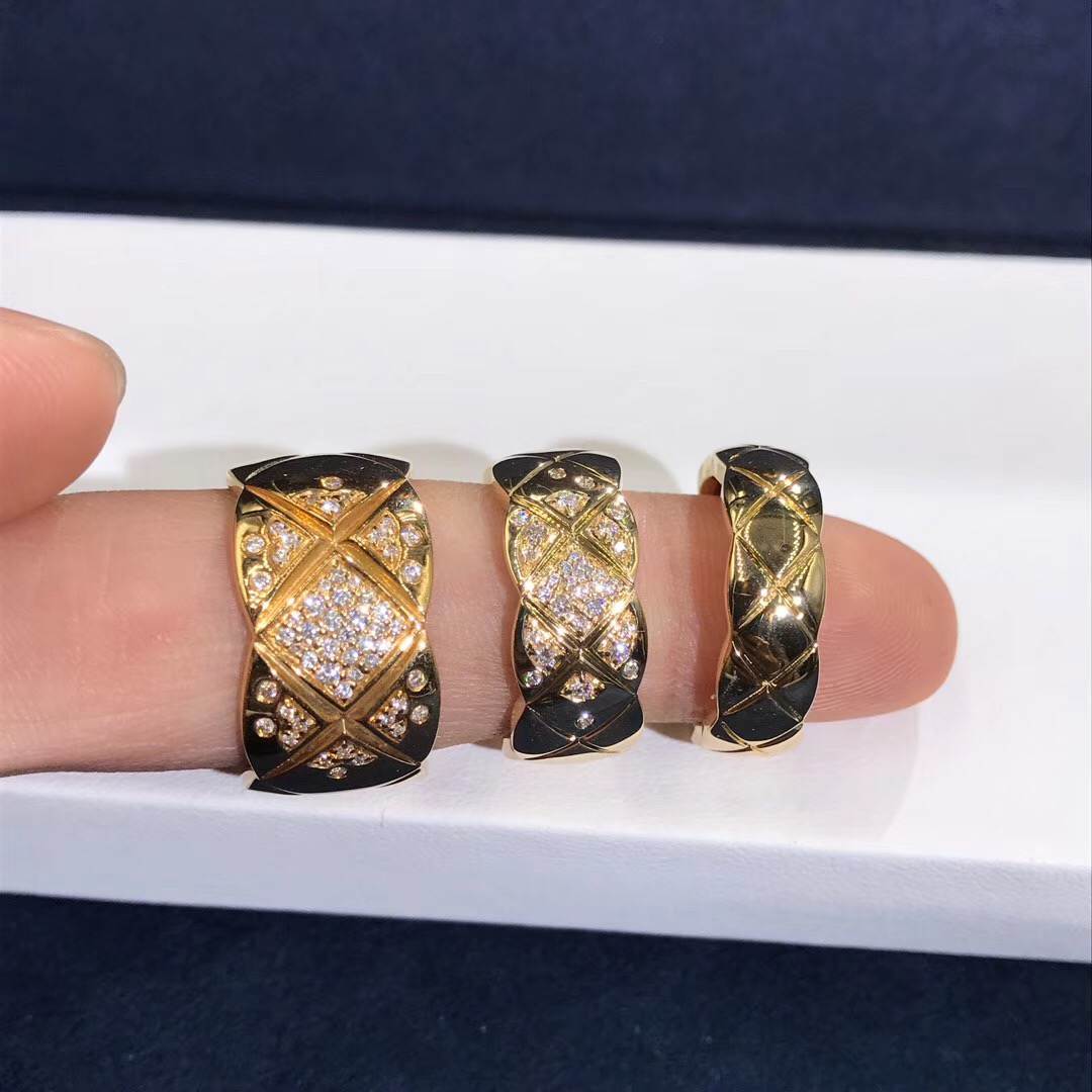  Chanel COCO CRUSH Wider Ring 18K Yellow Gold With Diamond J10862