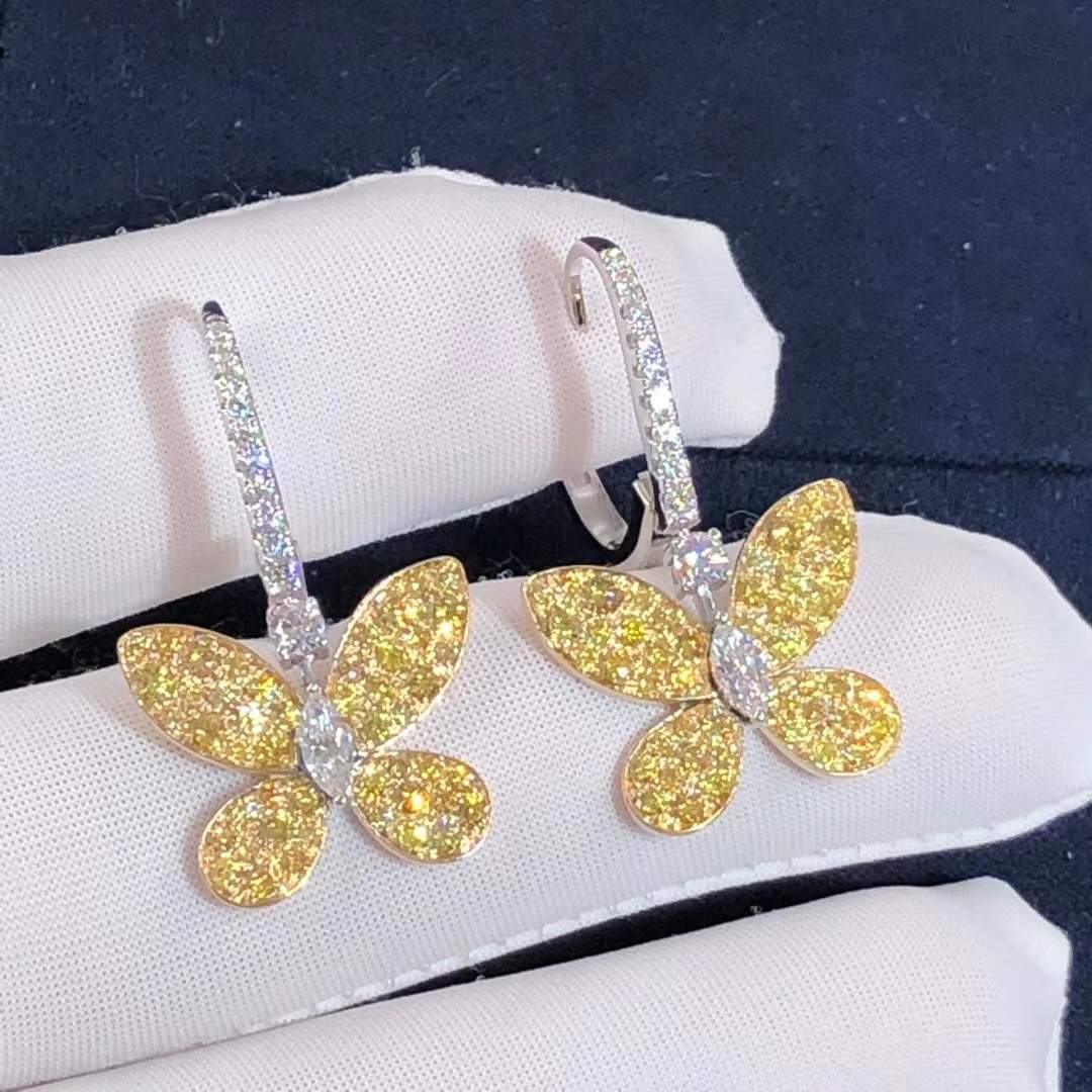 Graff Butterfly Series 18K White Gold Full Yellow Diamonds Earring RGE642