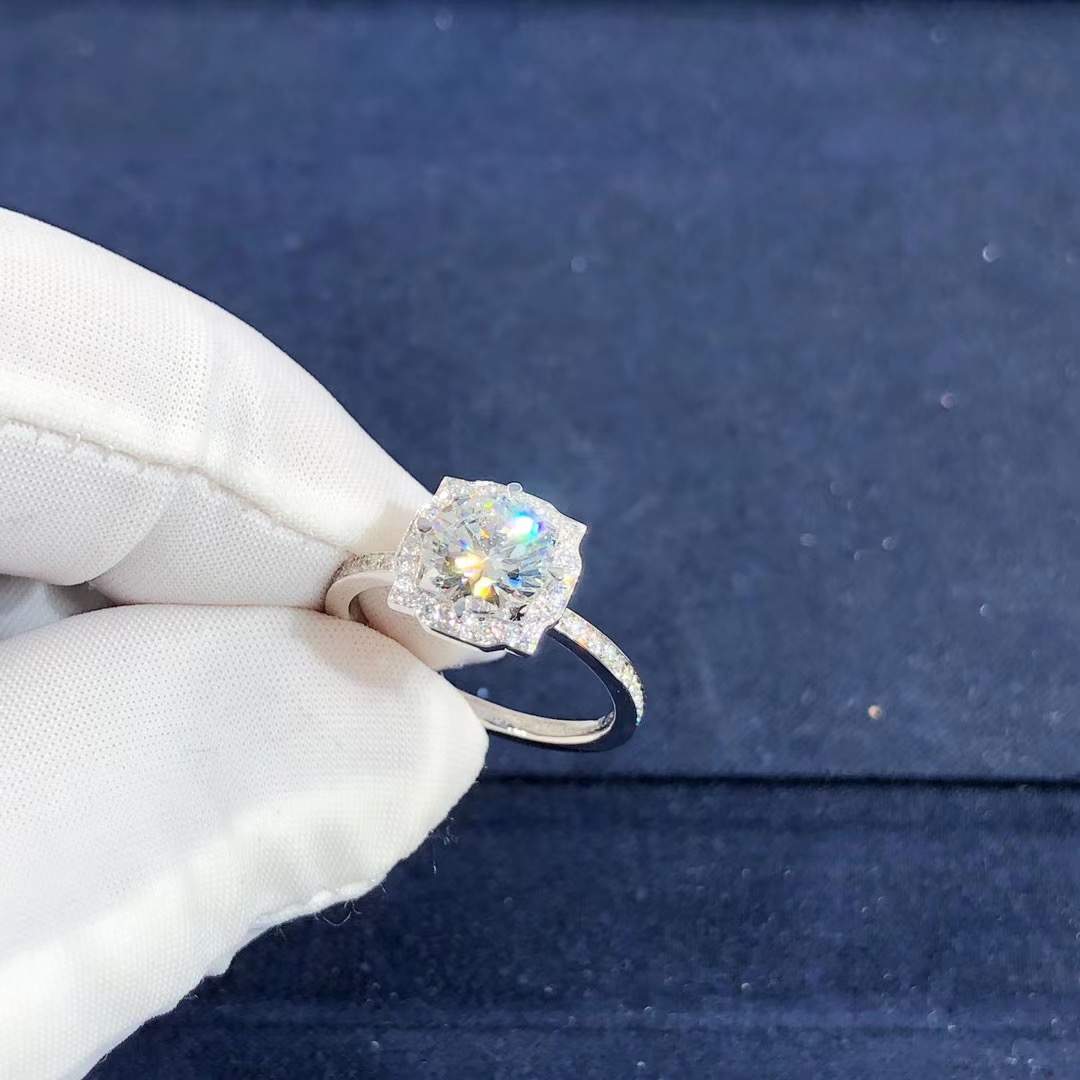 Harry Winston Bell Series Round Bright Cutting 18K White Gold Full Diamond Ring RGDPRD005BEL