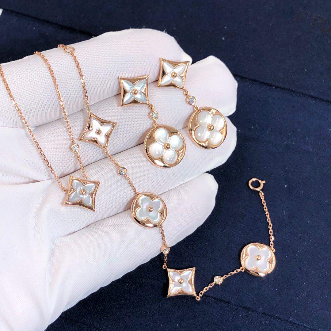 Louis Vuitton Blossom Series 18K Rose Gold With Diamond Sets Necklace&Earring&Bracelet