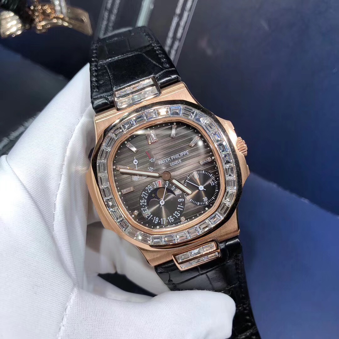 Patek Philippe Nautilus 18k Gold Diamond Watch Custom Made