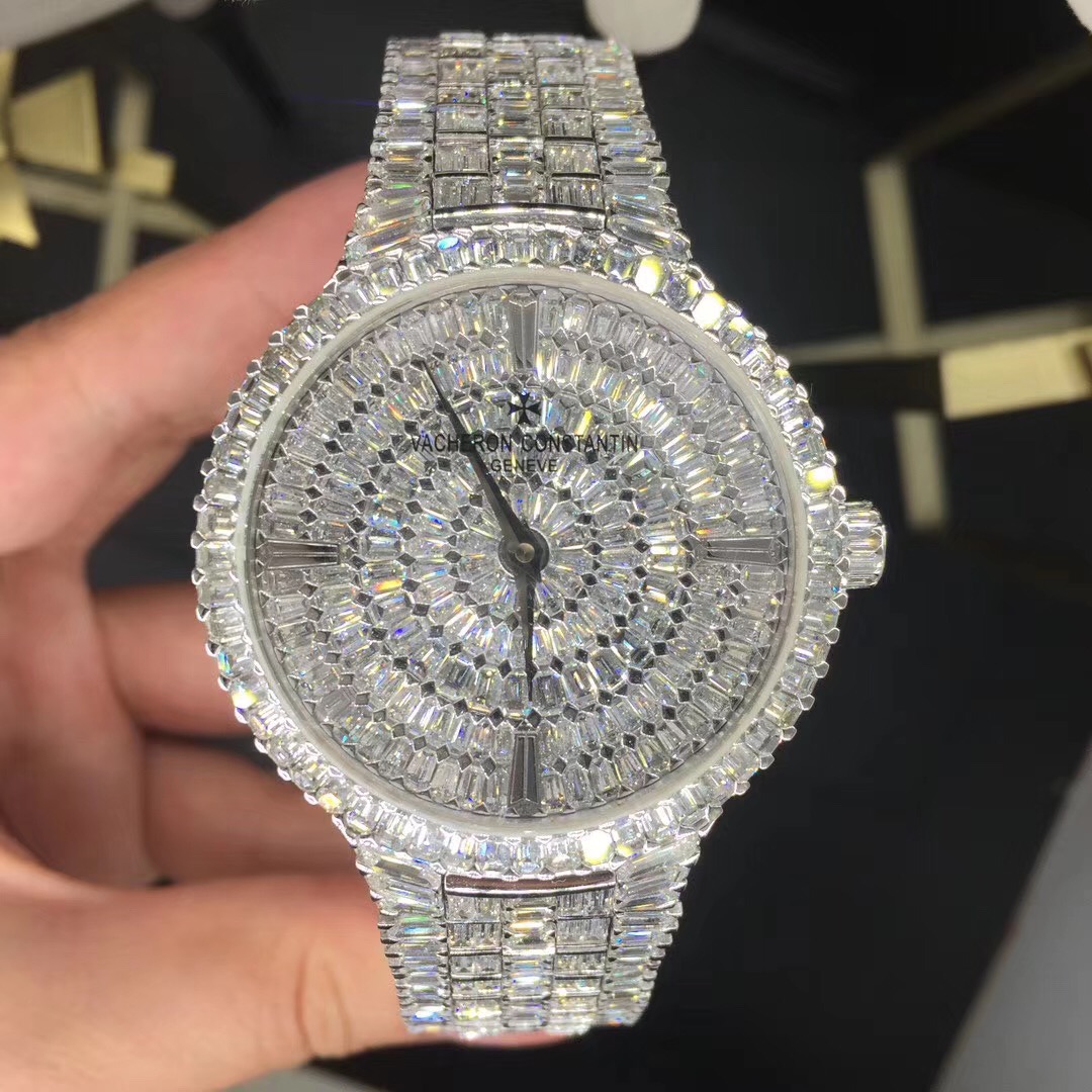 Vacheron Constantin Traditionnelle 18k Gold Full Diamond Watch Custom Made