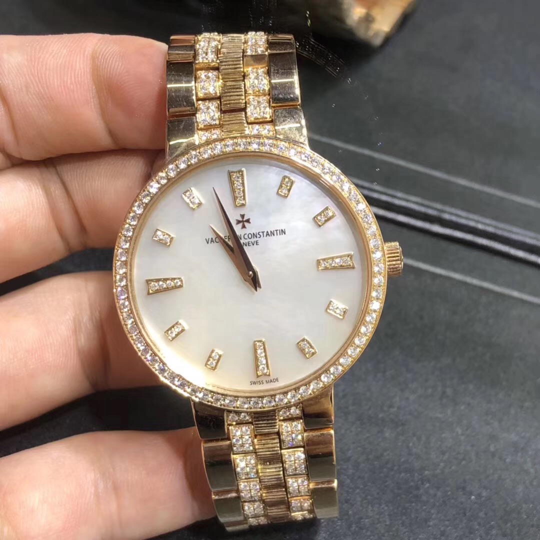 Vacheron Constantin Traditionnelle 18k Gold Diamond Watch Custom Made