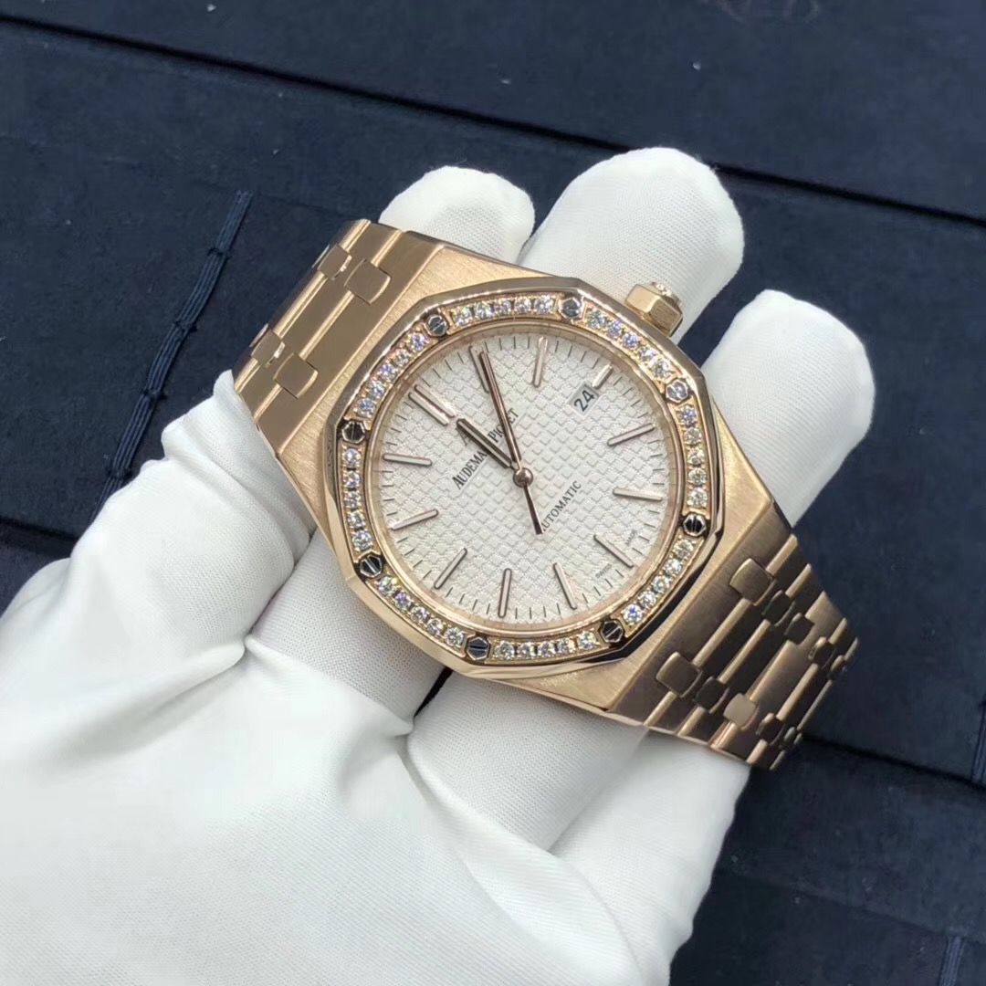Audemars Piguet Royal Oak 18k Gold Diamond Gems Watch Custom Made