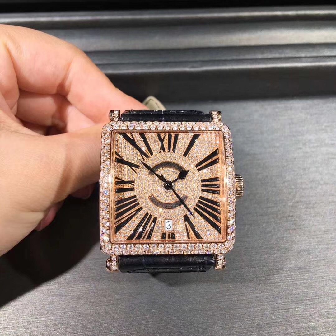 Frank Muller Master square Series 18k Gold Full Diamond Watch