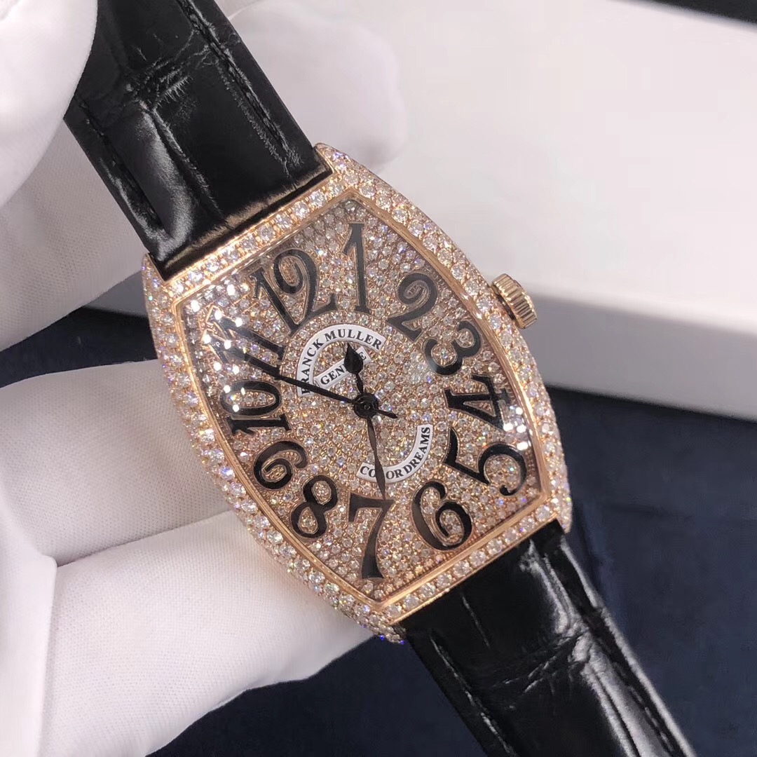 Frank Muller Vanguard Series 18k Gold Full Diamond Watch Rose Gold