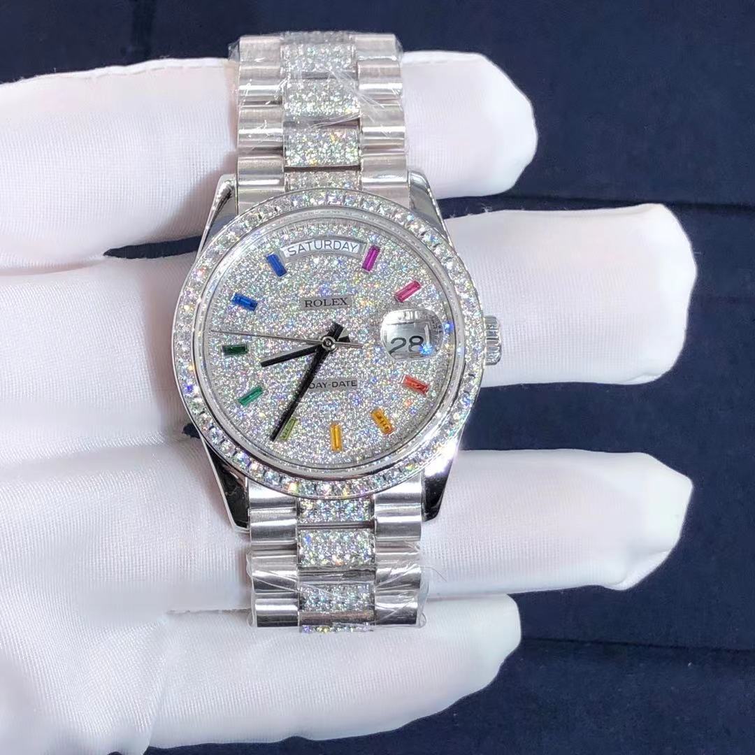 Rolex Day-Date Series 18k Gold Full Diamond Watch Custome Made 1
