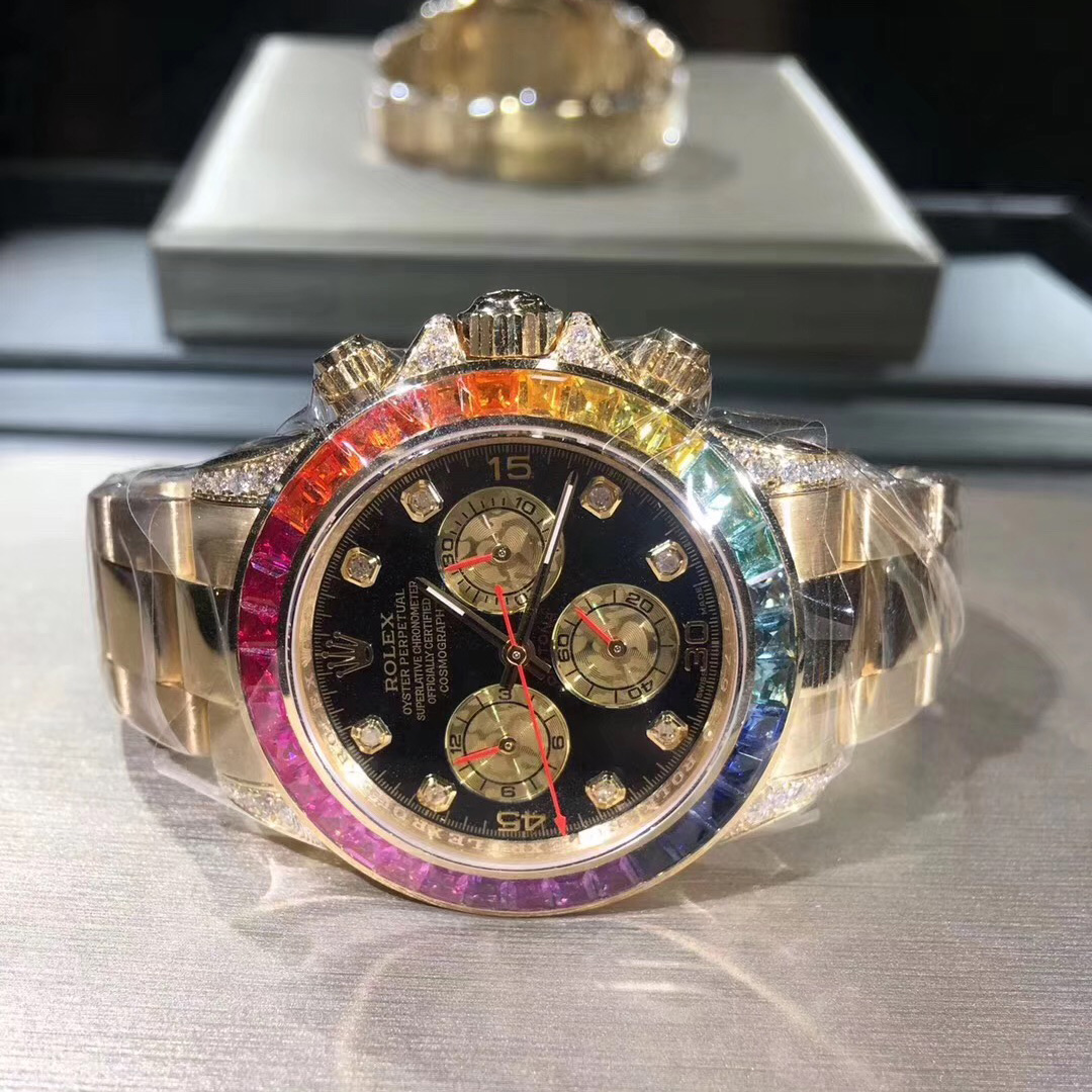 Rolex Daytona Rainbow Series 18k Rose Gold Full Diamond Watch Custome Made