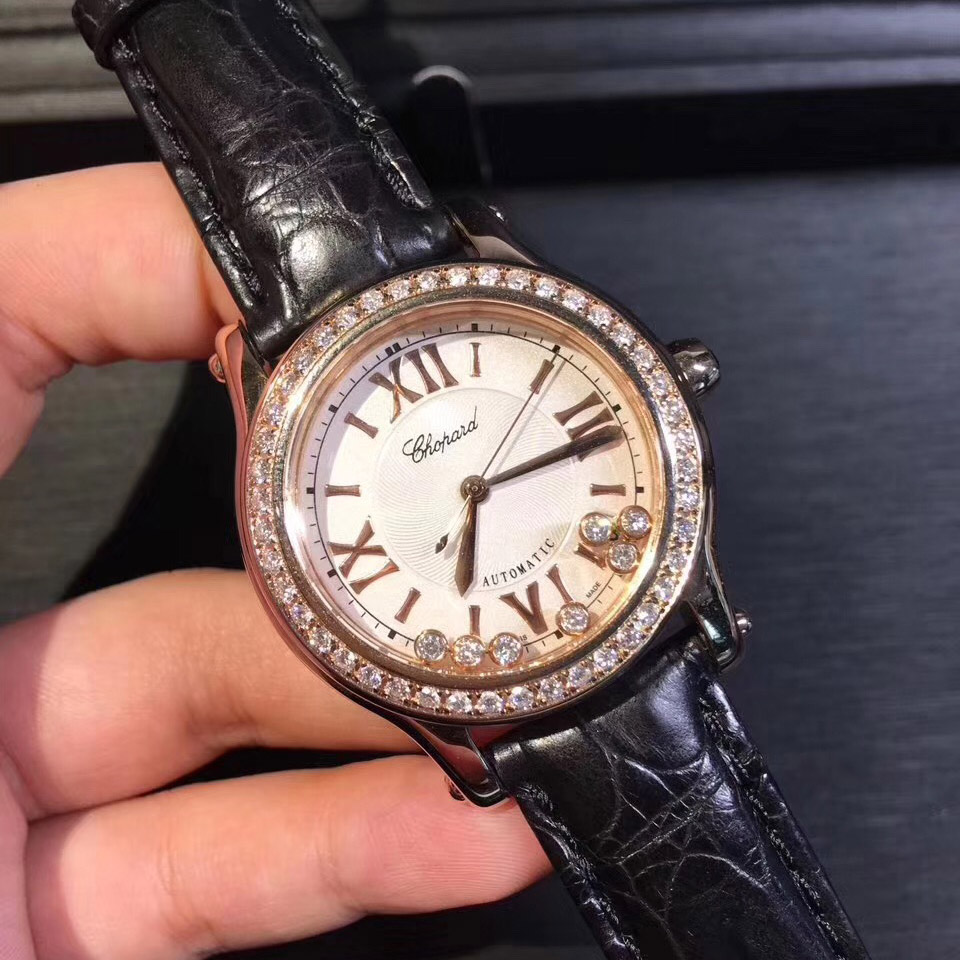 Chopard Happy Sport Series 18k Gold Full Diamond Watch Custom Made