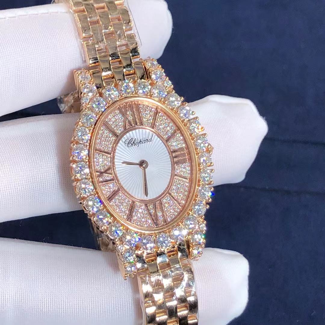 Chopard Happy Diamond 18k Gold Full Diamond Gold Belt Watch Custom Made