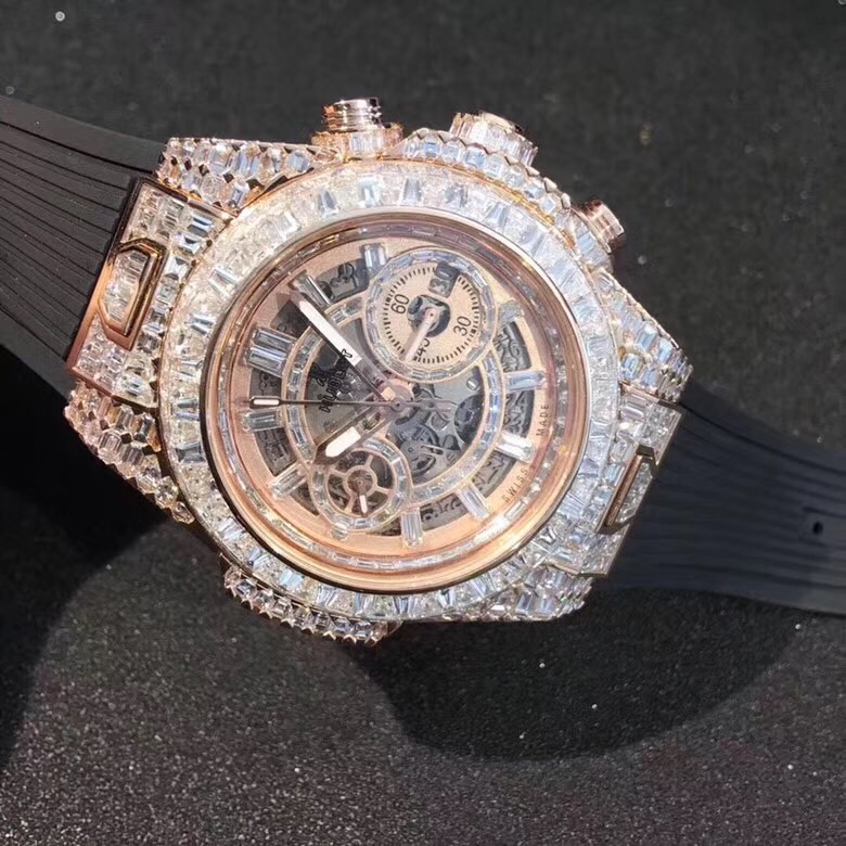 Hubolt Big Bang Series 18k Rose Gold Full Diamond Watch Custom Made
