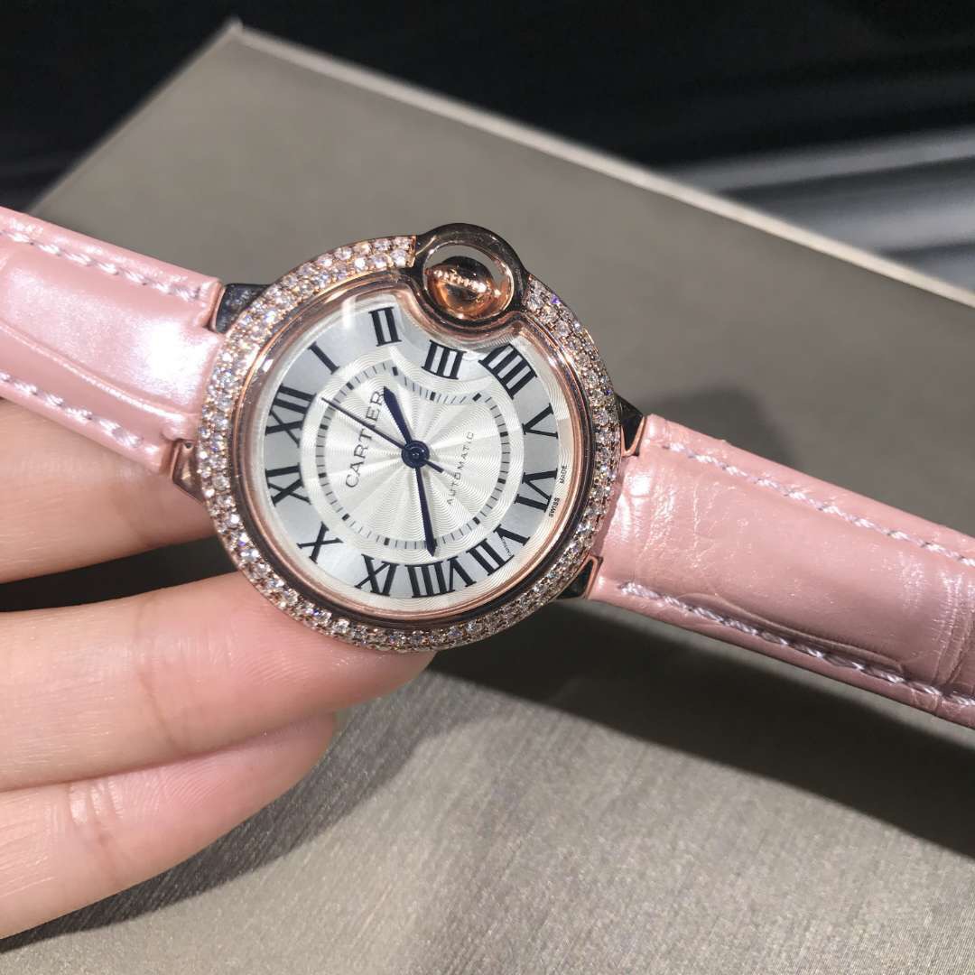  Cartier Ballon Bleu Series 18k Gold Diamond Watch High End Custom Made