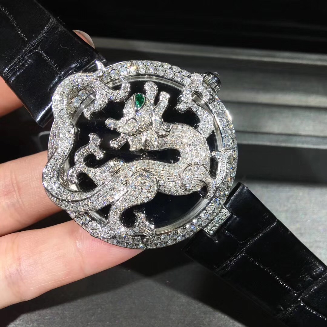 Cartier High Jewelry Series 18k White Gold Full Diamond Watch High End Custom Made
