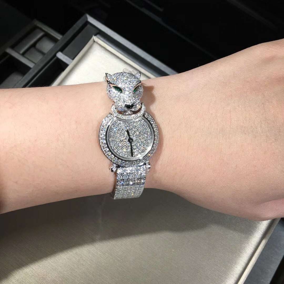 Cartier Panthere Series 18k Full Gold Full Diamond Watch High End Custom Made